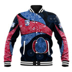 Personalized Western Bulldogs Football Baseball Jacket Easter Egg Pattern Red Blue Tribal Dot Art Style