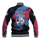 Personalized Western Bulldogs Football Baseball Jacket Easter Egg Pattern Red Blue Tribal Dot Art Style