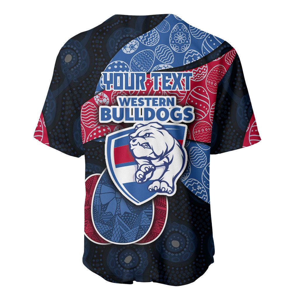 Personalized Western Bulldogs Football Baseball Jersey Easter Egg Pattern Red Blue Tribal Dot Art Style