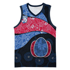Personalized Western Bulldogs Football Basketball Jersey Easter Egg Pattern Red Blue Tribal Dot Art Style