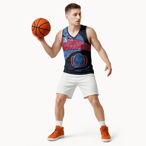 Personalized Western Bulldogs Football Basketball Jersey Easter Egg Pattern Red Blue Tribal Dot Art Style