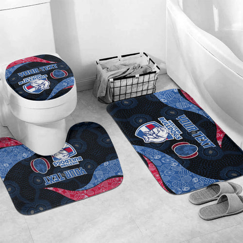 Personalized Western Bulldogs Football Bathroom Set Easter Egg Pattern Red Blue Tribal Dot Art Style