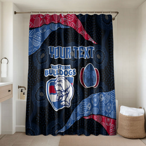 Personalized Western Bulldogs Football Bathroom Set Easter Egg Pattern Red Blue Tribal Dot Art Style