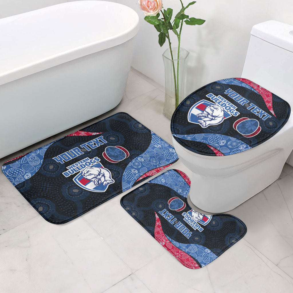 Personalized Western Bulldogs Football Bathroom Set Easter Egg Pattern Red Blue Tribal Dot Art Style