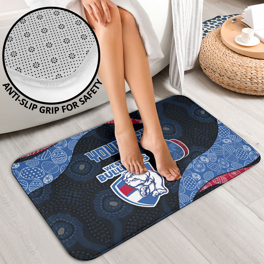 Personalized Western Bulldogs Football Bathroom Set Easter Egg Pattern Red Blue Tribal Dot Art Style