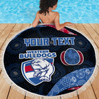 Personalized Western Bulldogs Football Beach Blanket Easter Egg Pattern Red Blue Tribal Dot Art Style