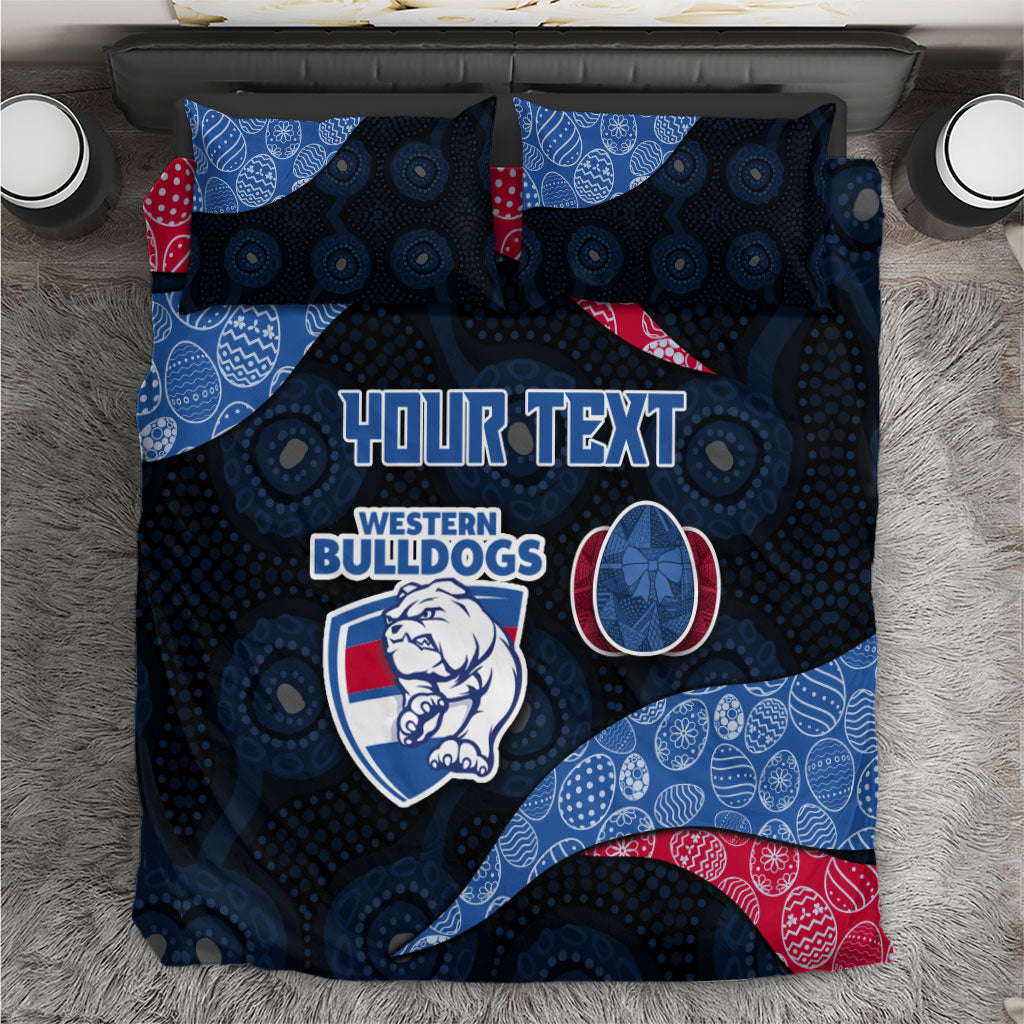 Personalized Western Bulldogs Football Bedding Set Easter Egg Pattern Red Blue Tribal Dot Art Style