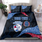 Personalized Western Bulldogs Football Bedding Set Easter Egg Pattern Red Blue Tribal Dot Art Style