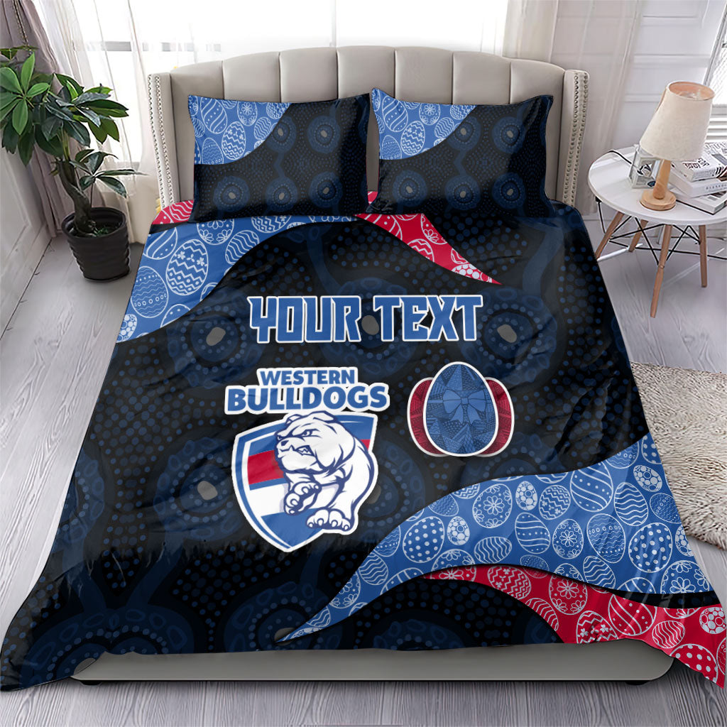 Personalized Western Bulldogs Football Bedding Set Easter Egg Pattern Red Blue Tribal Dot Art Style