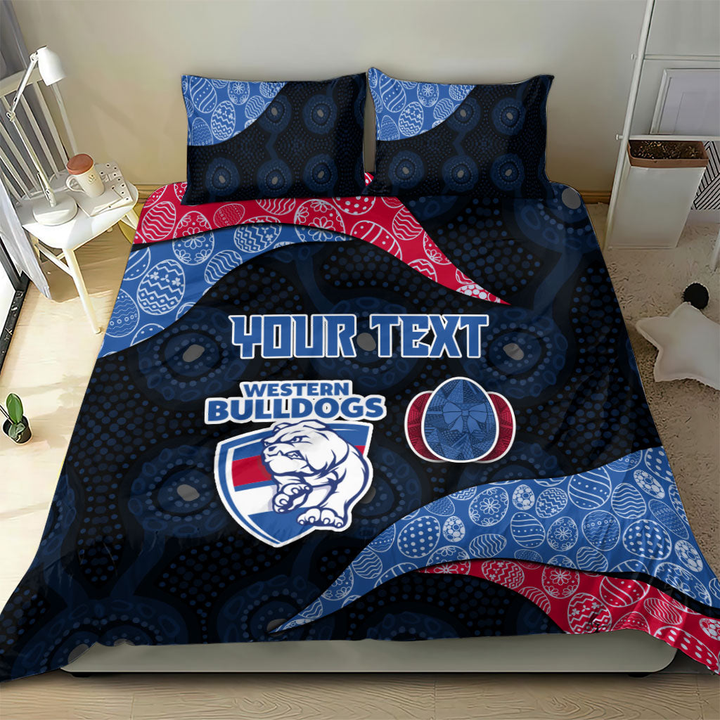 Personalized Western Bulldogs Football Bedding Set Easter Egg Pattern Red Blue Tribal Dot Art Style