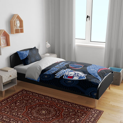 Personalized Western Bulldogs Football Bedding Set Easter Egg Pattern Red Blue Tribal Dot Art Style