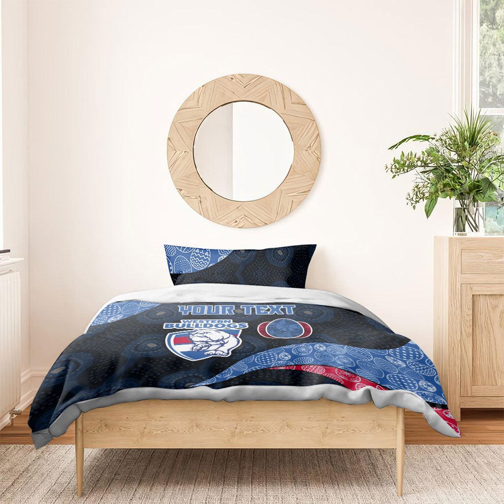 Personalized Western Bulldogs Football Bedding Set Easter Egg Pattern Red Blue Tribal Dot Art Style