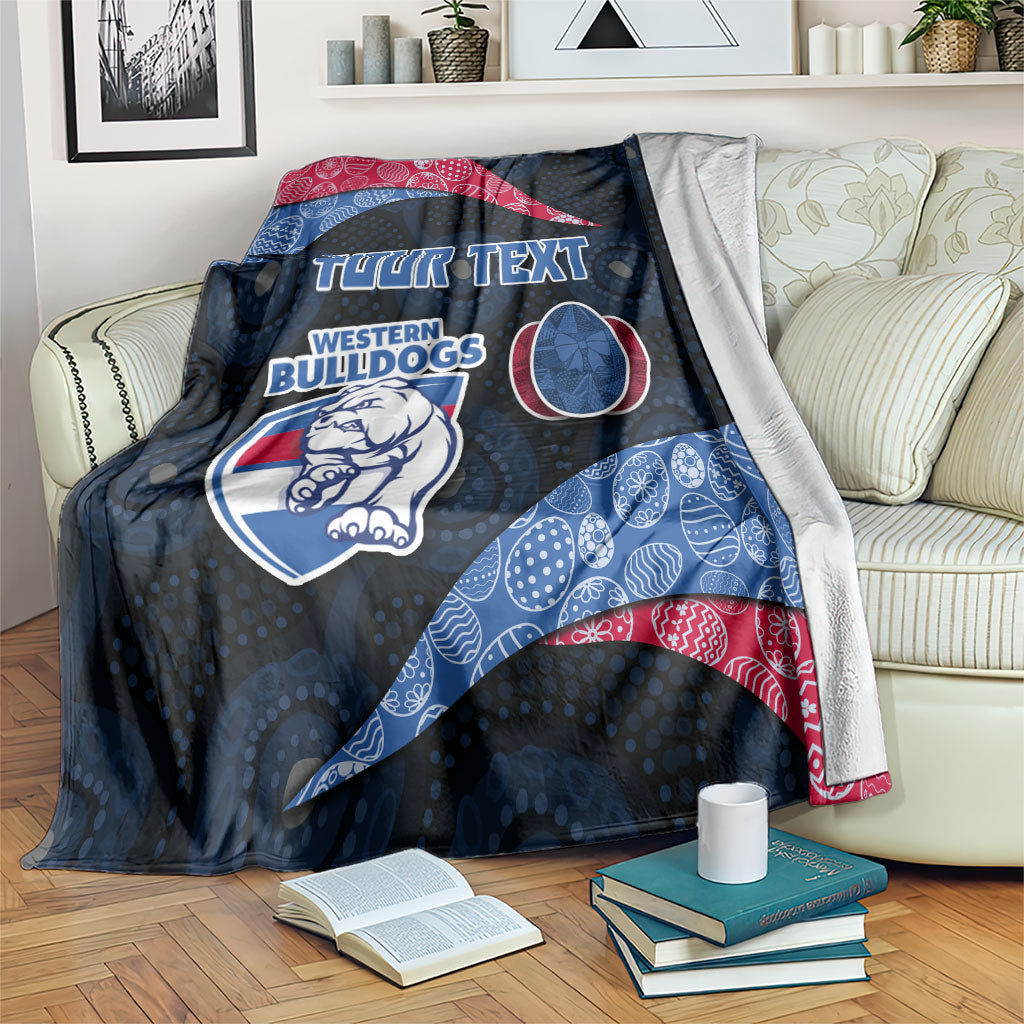 Personalized Western Bulldogs Football Blanket Easter Egg Pattern Red Blue Tribal Dot Art Style
