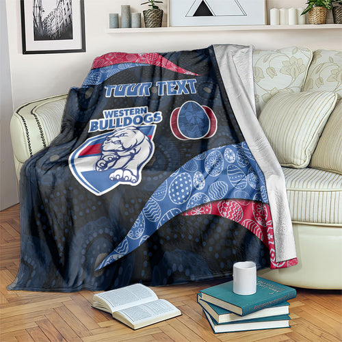Personalized Western Bulldogs Football Blanket Easter Egg Pattern Red Blue Tribal Dot Art Style