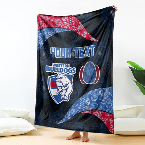 Personalized Western Bulldogs Football Blanket Easter Egg Pattern Red Blue Tribal Dot Art Style