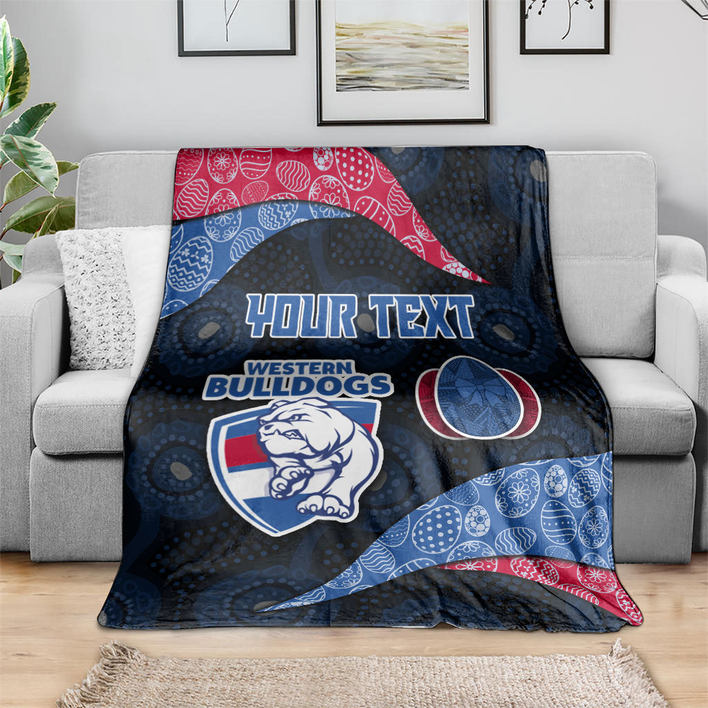 Personalized Western Bulldogs Football Blanket Easter Egg Pattern Red Blue Tribal Dot Art Style