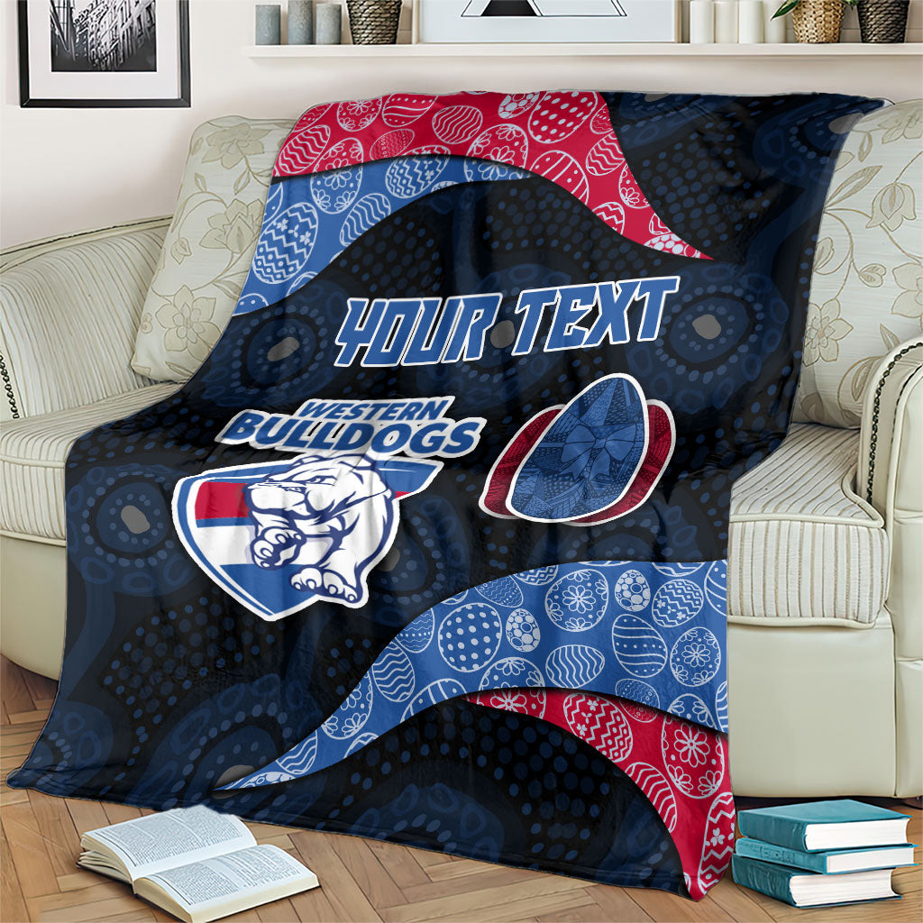 Personalized Western Bulldogs Football Blanket Easter Egg Pattern Red Blue Tribal Dot Art Style