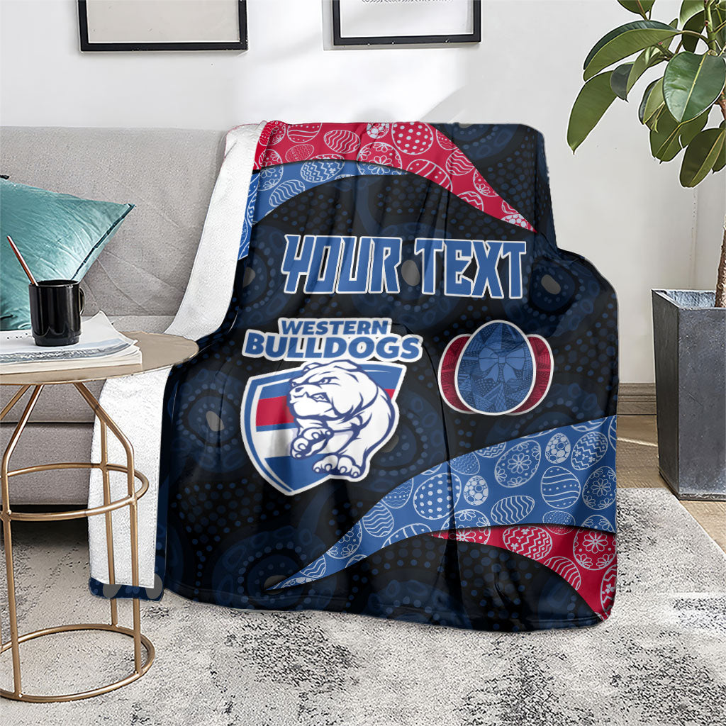 Personalized Western Bulldogs Football Blanket Easter Egg Pattern Red Blue Tribal Dot Art Style