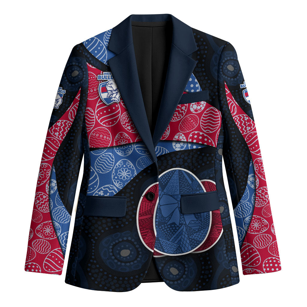 Personalized Western Bulldogs Football Blazer Easter Egg Pattern Red Blue Tribal Dot Art Style