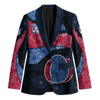 Personalized Western Bulldogs Football Blazer Easter Egg Pattern Red Blue Tribal Dot Art Style