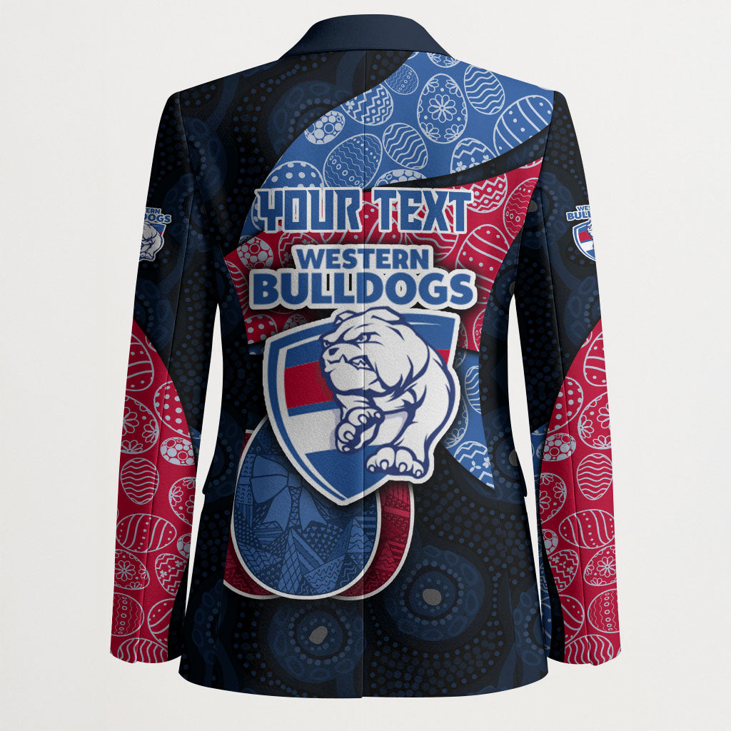 Personalized Western Bulldogs Football Blazer Easter Egg Pattern Red Blue Tribal Dot Art Style