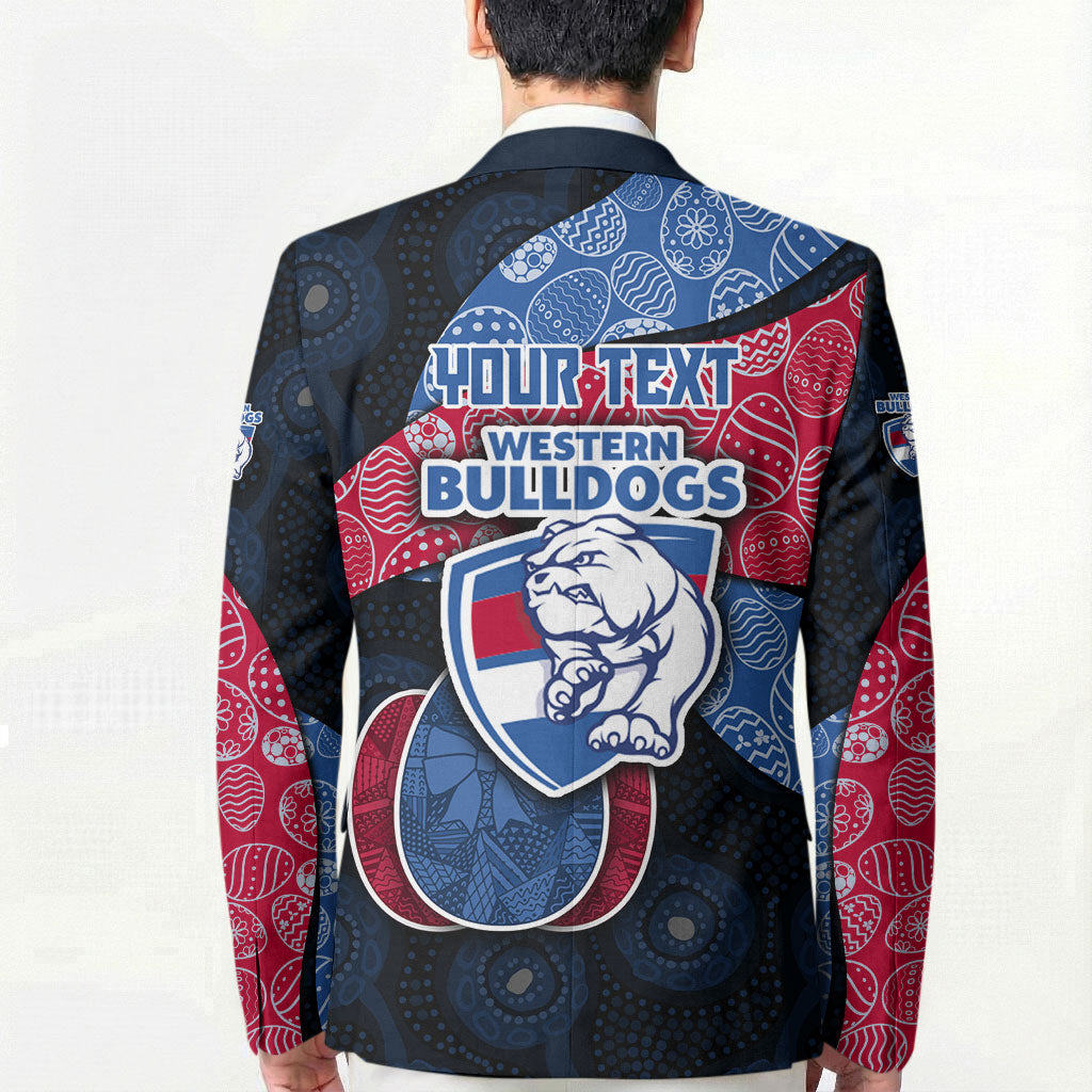 Personalized Western Bulldogs Football Blazer Easter Egg Pattern Red Blue Tribal Dot Art Style