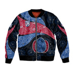 Personalized Western Bulldogs Football Bomber Jacket Easter Egg Pattern Red Blue Tribal Dot Art Style