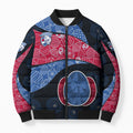 Personalized Western Bulldogs Football Bomber Puffer Jacket Easter Egg Pattern Red Blue Tribal Dot Art Style