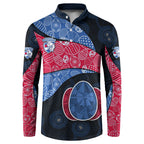 Personalized Western Bulldogs Football Button Sweatshirt Easter Egg Pattern Red Blue Tribal Dot Art Style