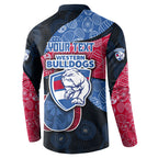 Personalized Western Bulldogs Football Button Sweatshirt Easter Egg Pattern Red Blue Tribal Dot Art Style