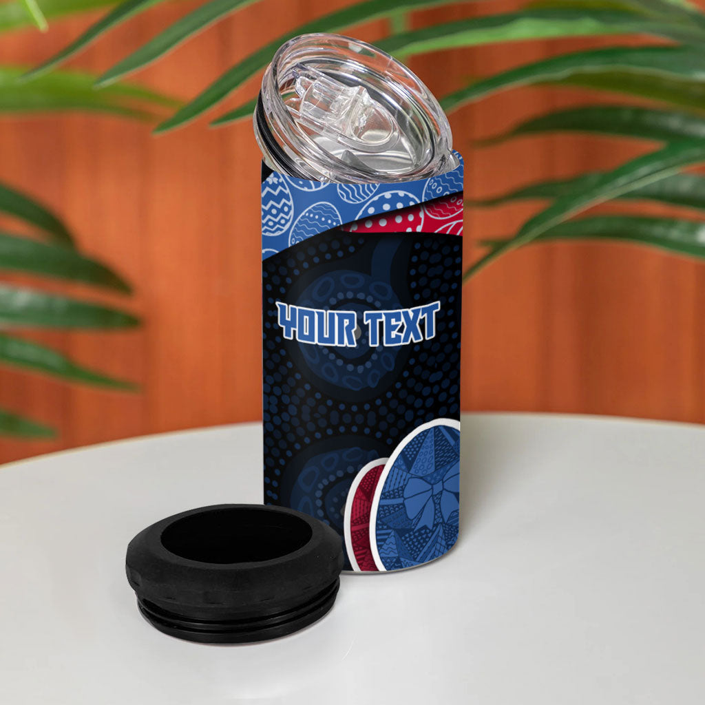Personalized Western Bulldogs Football 4 in 1 Can Cooler Tumbler Easter Egg Pattern Red Blue Tribal Dot Art Style