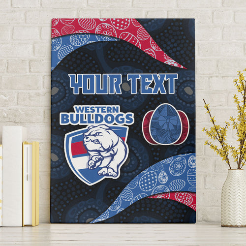 Personalized Western Bulldogs Football Canvas Wall Art Easter Egg Pattern Red Blue Tribal Dot Art Style