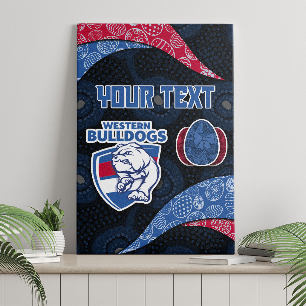 Personalized Western Bulldogs Football Canvas Wall Art Easter Egg Pattern Red Blue Tribal Dot Art Style
