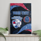 Personalized Western Bulldogs Football Canvas Wall Art Easter Egg Pattern Red Blue Tribal Dot Art Style
