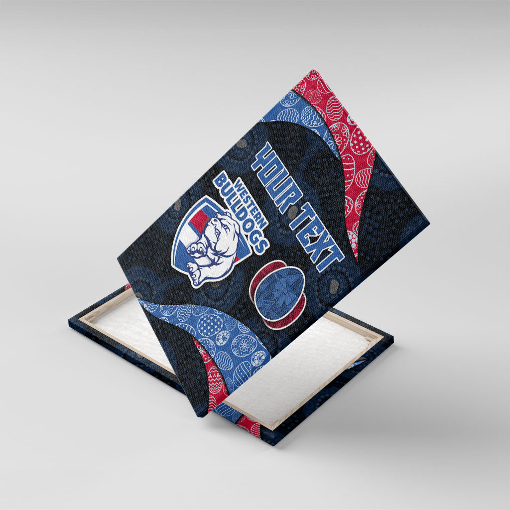 Personalized Western Bulldogs Football Canvas Wall Art Easter Egg Pattern Red Blue Tribal Dot Art Style