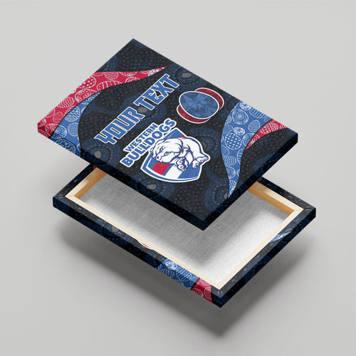 Personalized Western Bulldogs Football Canvas Wall Art Easter Egg Pattern Red Blue Tribal Dot Art Style
