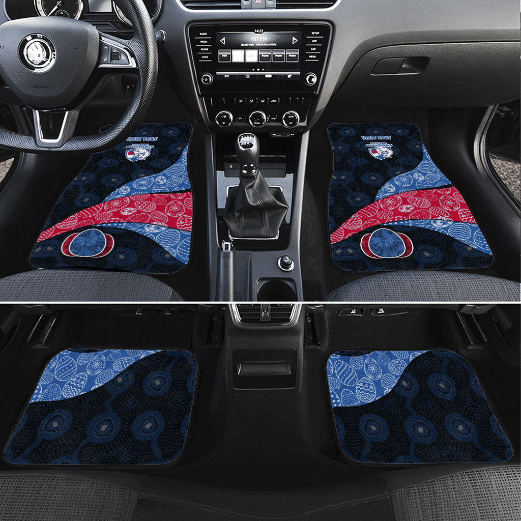 Personalized Western Bulldogs Football Car Mats Easter Egg Pattern Red Blue Tribal Dot Art Style