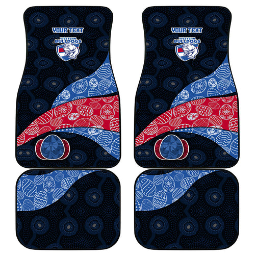 Personalized Western Bulldogs Football Car Mats Easter Egg Pattern Red Blue Tribal Dot Art Style