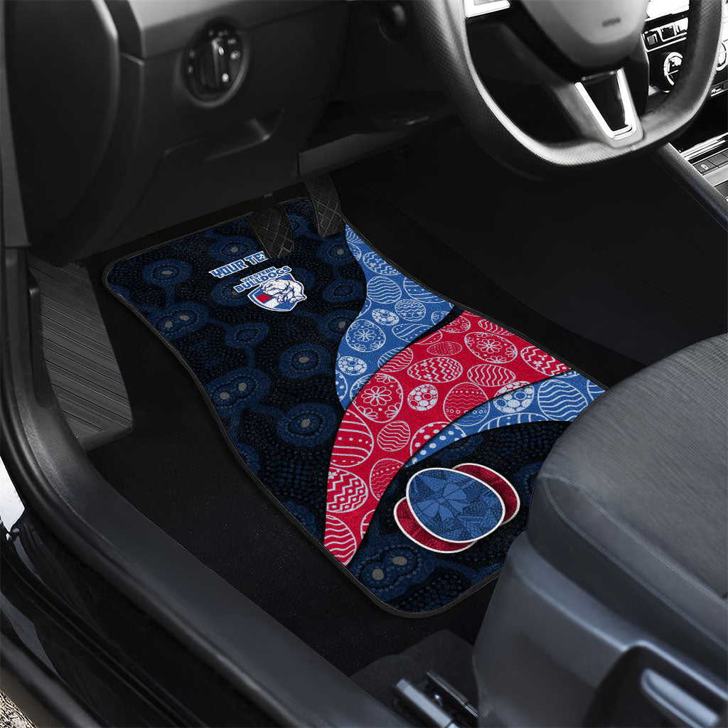 Personalized Western Bulldogs Football Car Mats Easter Egg Pattern Red Blue Tribal Dot Art Style