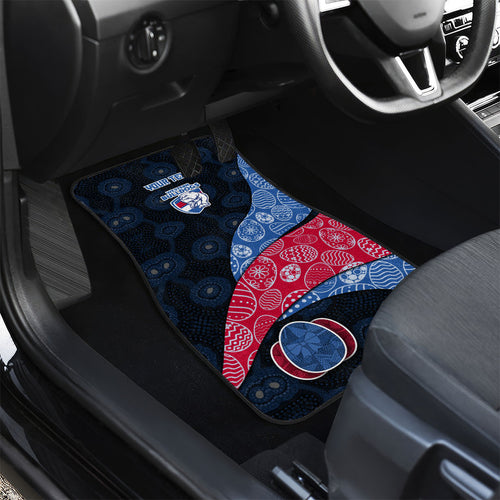 Personalized Western Bulldogs Football Car Mats Easter Egg Pattern Red Blue Tribal Dot Art Style