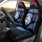Personalized Western Bulldogs Football Car Seat Cover Easter Egg Pattern Red Blue Tribal Dot Art Style
