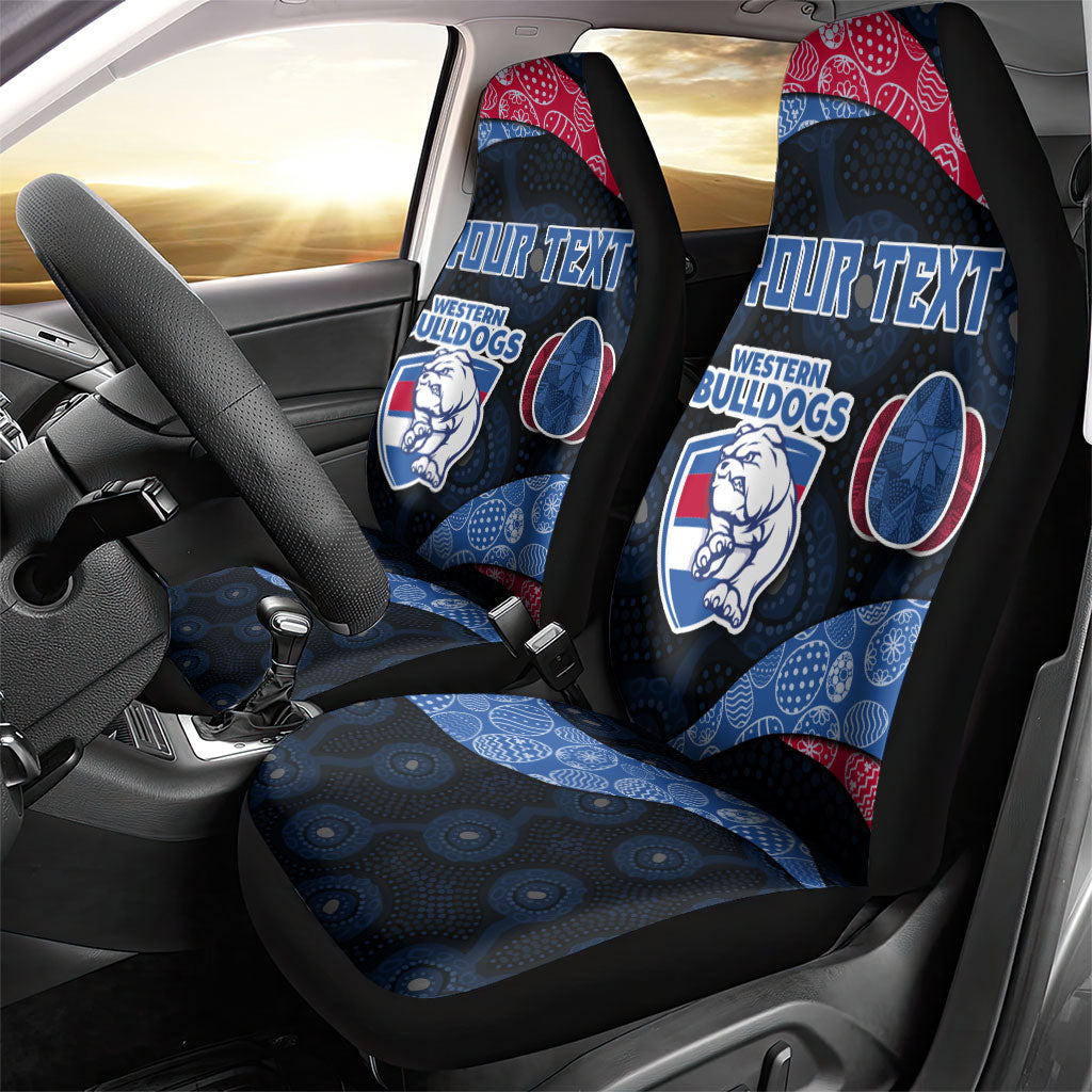 Personalized Western Bulldogs Football Car Seat Cover Easter Egg Pattern Red Blue Tribal Dot Art Style
