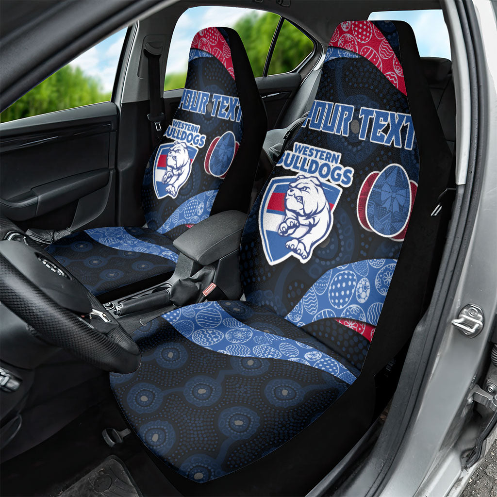 Personalized Western Bulldogs Football Car Seat Cover Easter Egg Pattern Red Blue Tribal Dot Art Style