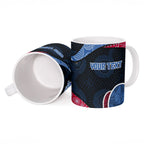 Personalized Western Bulldogs Football Ceramic Mug Easter Egg Pattern Red Blue Tribal Dot Art Style