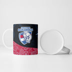 Personalized Western Bulldogs Football Ceramic Mug Easter Egg Pattern Red Blue Tribal Dot Art Style