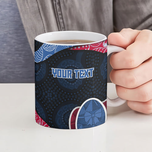 Personalized Western Bulldogs Football Ceramic Mug Easter Egg Pattern Red Blue Tribal Dot Art Style