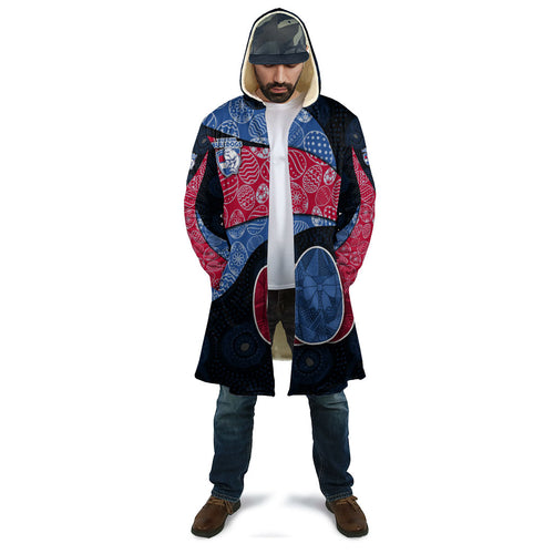 Personalized Western Bulldogs Football Cloak Easter Egg Pattern Red Blue Tribal Dot Art Style