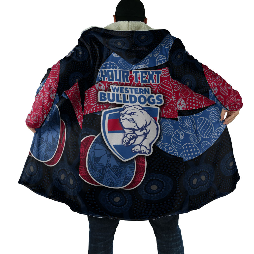 Personalized Western Bulldogs Football Cloak Easter Egg Pattern Red Blue Tribal Dot Art Style