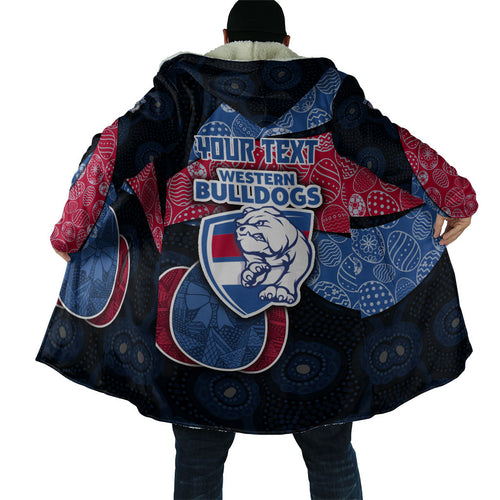 Personalized Western Bulldogs Football Cloak Easter Egg Pattern Red Blue Tribal Dot Art Style