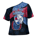 Personalized Western Bulldogs Football Cross Shoulder Shirt Easter Egg Pattern Red Blue Tribal Dot Art Style